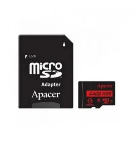 Карта памяти Apacer microSDHC UHS-I U1 Class 10, 64Гб (AP64GMCSX10U5-R)