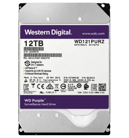 Жесткий диск Western Digital WD Purple, 3.5", 12 ТБ
