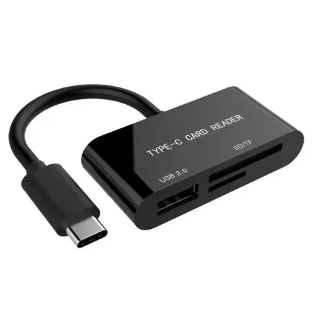 Cititor de carduri Gembird UHB-CR3-02, USB Type-C, Negru