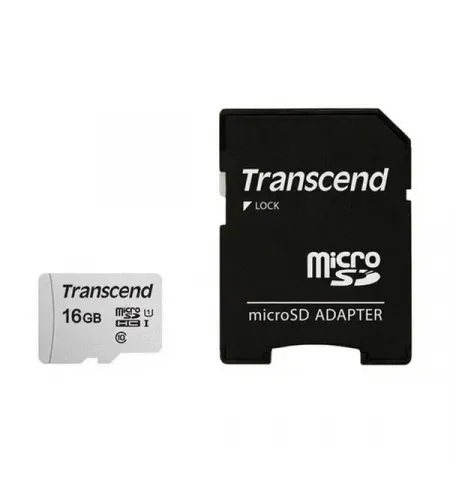 Карта памяти Transcend microSDHC 300S, 16Гб (TS16GUSD300S-A)