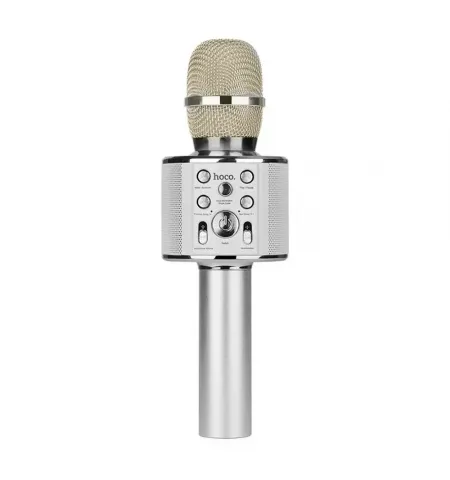 Microfon Karaoke Hoco BK3, Fara fir, Argintiu