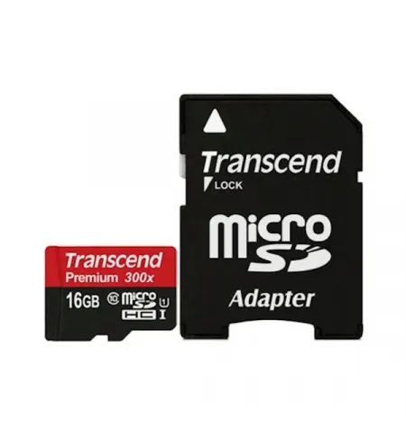 Карта памяти Transcend microSDHC UHS-I (U1), Class 10, 16Гб (TS16GUSDU1)