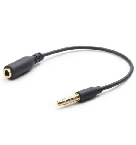 Аудио адаптер Cablexpert CCA-419, 3.5mm 4-pin (M) - 3.5mm 4-pin (F), 0,18м, Чёрный
