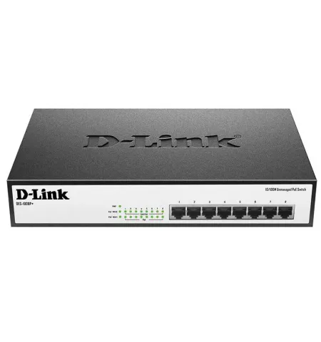 PoE коммутатор D-Link DES-1008P+, 8x IEEE 802.3af/at