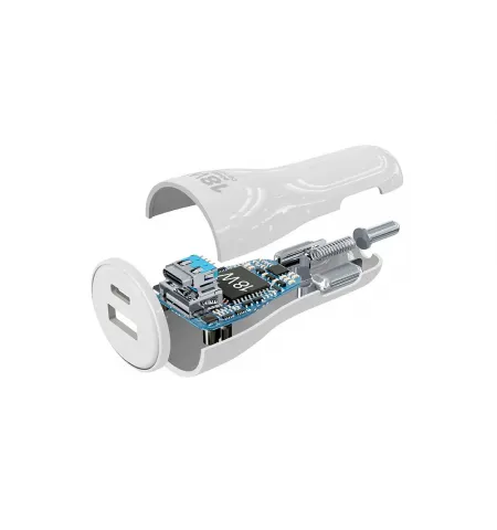Автомобильное зарядное устройство Cellularline USB-C Car Charger Dual Kit, 18Вт, Белый