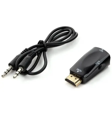 Видео/Audio конвертер Cablexpert A-HDMI-VGA-02, HDMI - VGA D-Sub + 3.5 mm Jack, Чёрный