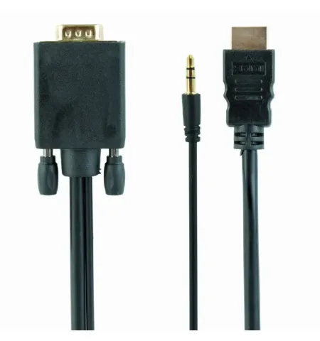 Видео кабель Cablexpert A-HDMI-VGA-03-6, HDMI (M) - VGA D-Sub + 3.5 mm Jack, 1,8м, Чёрный