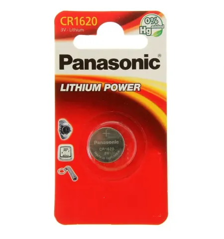 Дисковые батарейки Panasonic CR-1620EL, CR1620, 1шт.