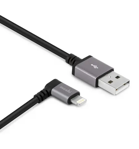 Cablu incarcare si sincronizare Moshi USB to Lightning Cable 90 Degree, USB Type-A/Lightning, 1,5m, Negru