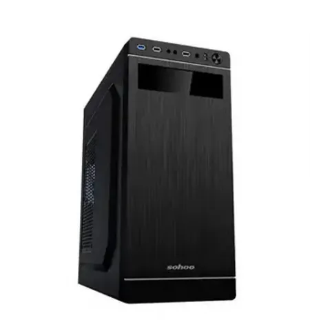 Carcasa PC Sohoo 5907BS, Midi-Tower, Sursa de alimentare incorporata, Negru/Argintiu