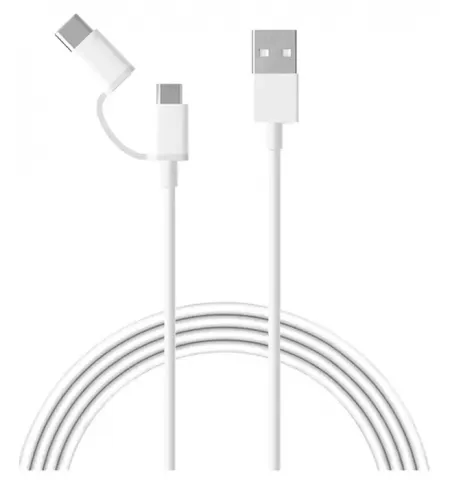 Зарядный кабель Xiaomi SJV4082TY, USB Type-A/Micro USB, USB Type-C, 1м, Белый