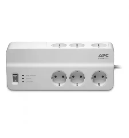 Сетевой фильтр APC Essential SurgeArrest PM6-RS, 6 Розеток, 2м, Белый