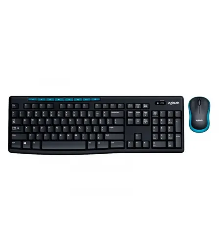 Set Tastatura + Mouse Logitech MK275, Fara fir, Negru/Albastru