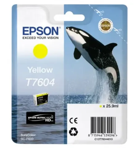 Картридж чернильный Epson T760, 26мл, Желтый