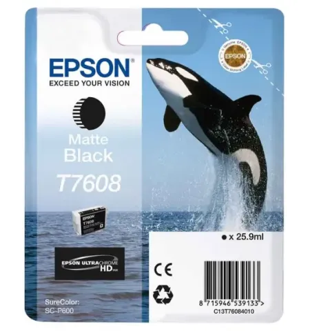 Картридж чернильный Epson T760, 26мл, Матовый Черный