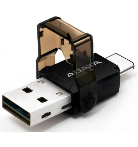 Cititor de carduri ADATA ACMR3PL-OTG-RBK, USB Type-C, USB Type-A, Negru