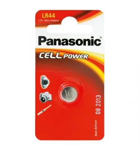 Дисковые батарейки Panasonic LR-44EL, LR44, 1шт.