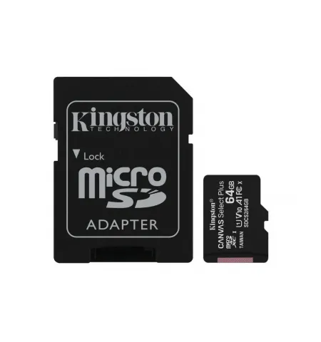 Карта памяти Kingston Canvas Select+, 64Гб (SDCS2/64GB)