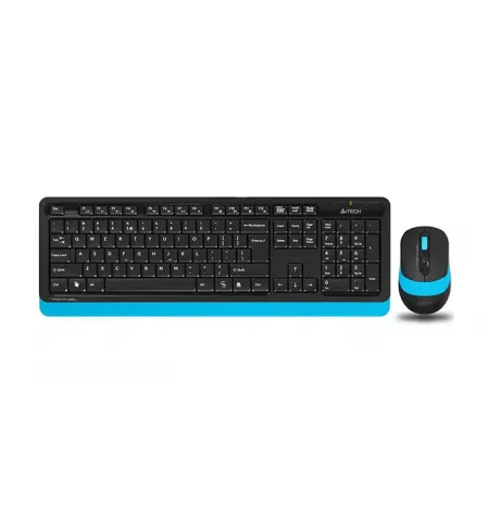 Set Tastatura + Mouse A4Tech FG1010, Fara fir, Negru/Albastru