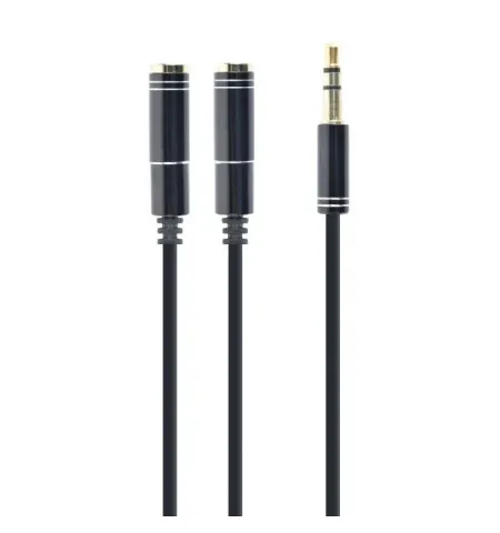 Cablu audio Cablexpert CCA-415M-0.1M, 3.5mm 3-pin (M) - 2x 3.5mm 3-pin (F), 0,1m, Negru