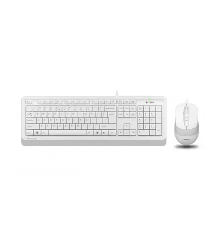 Set Tastatura + Mouse A4Tech F1010, Cu fir, Alb/Gri