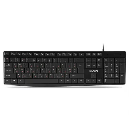 Tastatura SVEN KB-S305, Cu fir, Negru