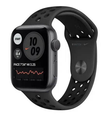 Ceas inteligent Apple Watch Nike Series 6 MG173, 44mm, Carcasa din aluminiu cu banda sport Anthracite/Black