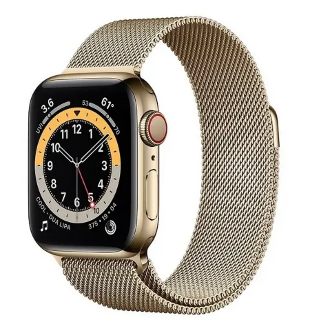 Умные часы Apple Watch Series 6 GPS + Cellular M06W3, 40мм, Нержавеющая сталь с Золотистой Миланской петлей