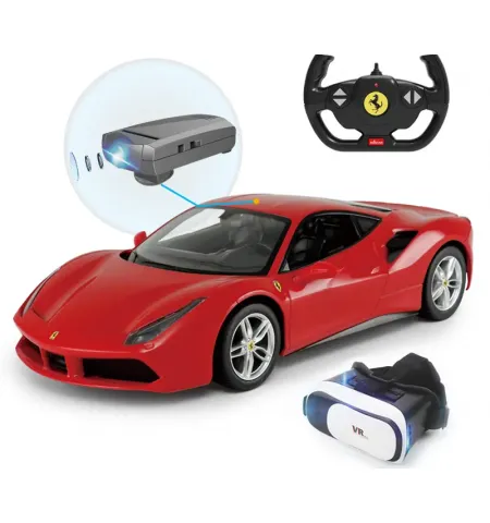 Jucarie cu telecomanda Rastar Ferrari 488 GTB & VR Glasses, 1:14, Rosu (79800/75600)