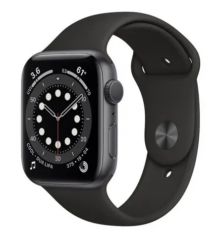 Умные часы Apple Watch Series 6 GPS MG133, 40мм, Алюминиевый корпус с Черным спортивным ремешком