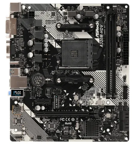 Placa de baza ASRock A320M-HDV R4.0, AM4, AMD A320, Micro-ATX