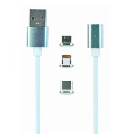 Adaptor pentru cablu USB Cablexpert CC-USB2-AMLM31-1M, USB Type-A/Micro USB, Type-C, Lighting, 1m, Argintiu