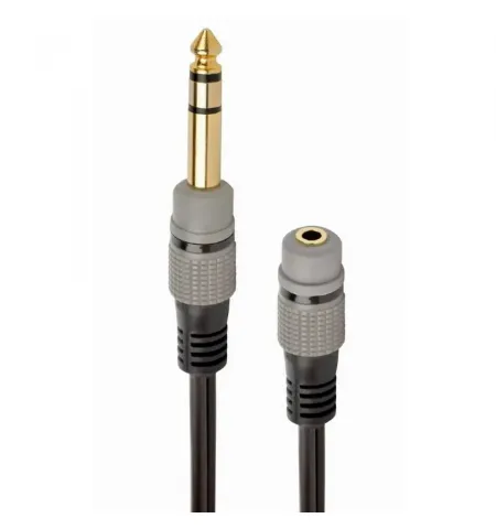 Аудио адаптер Cablexpert A-63M35F-0.2M, 3.5mm 3-pin (F) - 6.35mm 3-pin (M), 0,2м, Чёрный