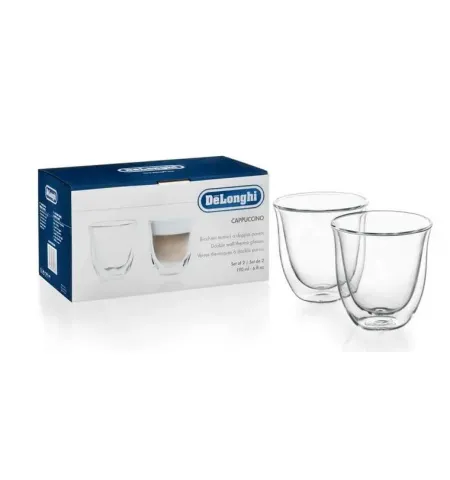 Pahare Cappuccino De'Longhi 190ml 2pcs, Transparent