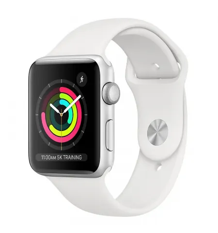Умные часы Apple Watch Series 3, 42мм, Серебристый Алюминиевый корпус с Белым спортивным ремешком