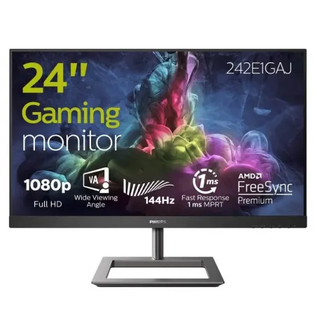 23,8" Монитор офисный PHILIPS 242E1GAJ, VA 1920 x 1080 Full-HD, Чёрный