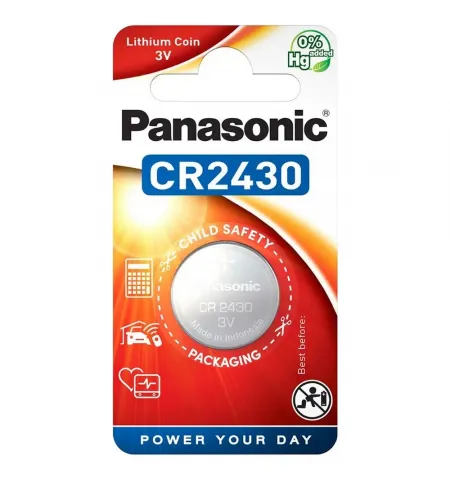 Дисковые батарейки Panasonic CR-2430EL, CR2430, 1шт.