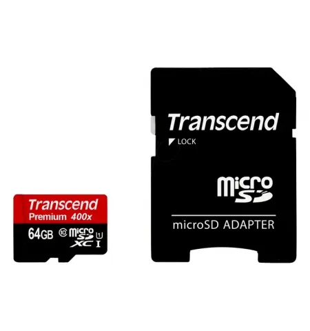 Карта памяти Transcend MicroSDXC Class 10, 64Гб (TS64GUSDU1)