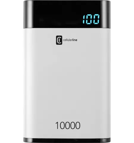 Портативное зарядное устройство Cellularline FreePower MANTA 10000, 10000мА·ч, Белый