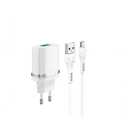 Зарядное устройство Xpower Charger  + Type-C Cable, 1USB, QC3.0, Белый