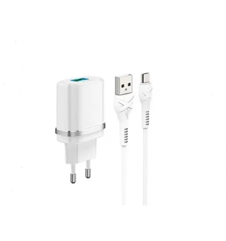 incarcator Xpower Charger  + Type-C Cable, 1USB, QC3.0, Alb