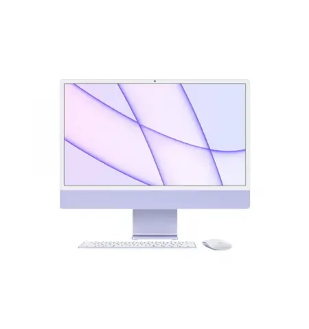 Computer All-in-One Apple iMac A2438, M1 with 8-core CPU and 8-core GPU, 16GB/512GB, macOS Big Sur, Purple