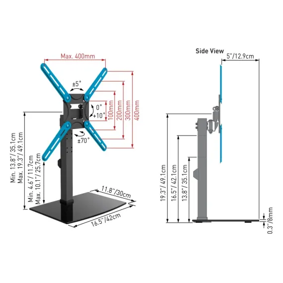 SUPORT PENTRU TV PE PICIOR BARKAN S320, NEGRU