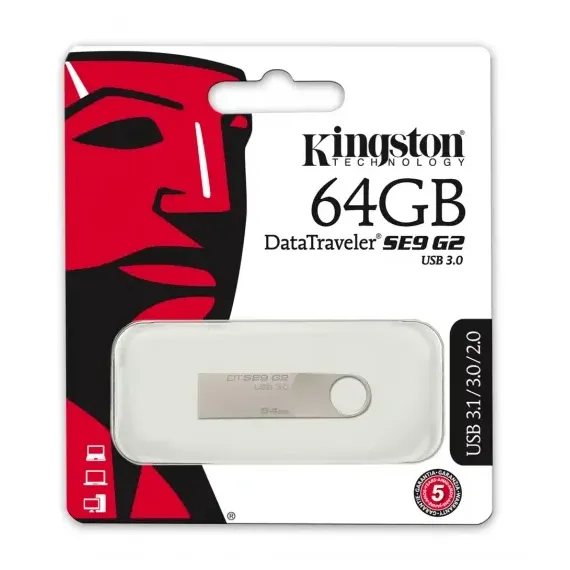 MEMORIE USB KINGSTON DATATRAVELER SE9 G2, 64GB, ARGINTIU