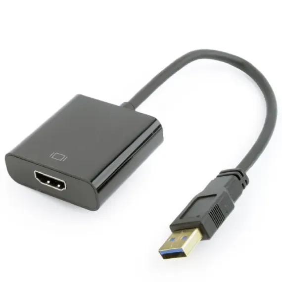 CONVERTOR VIDEO GEMBIRD A-USB3-HDMI-02, USB TYPE-A - HDMI (F), 0,15M, NEGRU
