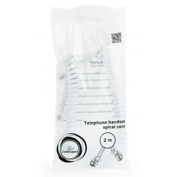 CABLU SPIRALAT AL RECEPTORULUI TELEFONIC CABLEXPERT TC4P4CS-2M, ALB