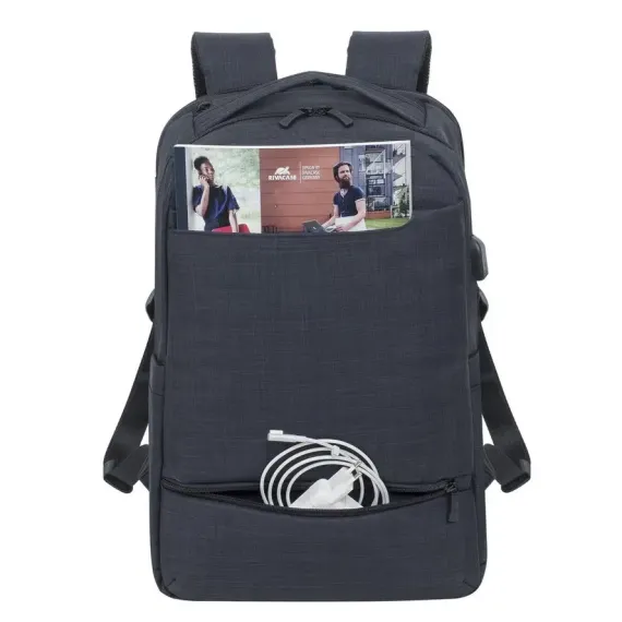 РЮКЗАК ДЛЯ НОУТБУКА RIVACASE BISCAYNE, 17.3", ПОЛИЭСТЕР, ЧЁРНЫЙ