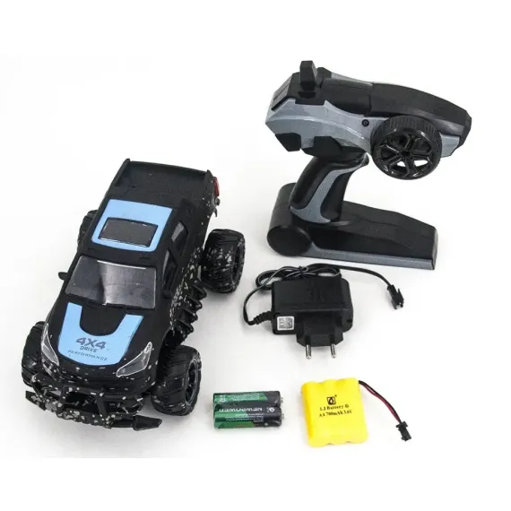 JUCARIE CU TELECOMANDA CRAZON 4CH OFF-ROAD CAR, 1:18, NEGRU/ALBASTRU (17MUD21B)