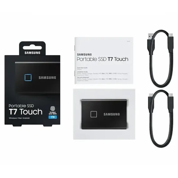 SSD PORTABIL EXTERN SAMSUNG PORTABLE SSD T7 TOUCH, 1 TB, NEGRU (MU-PC1T0K/WW)