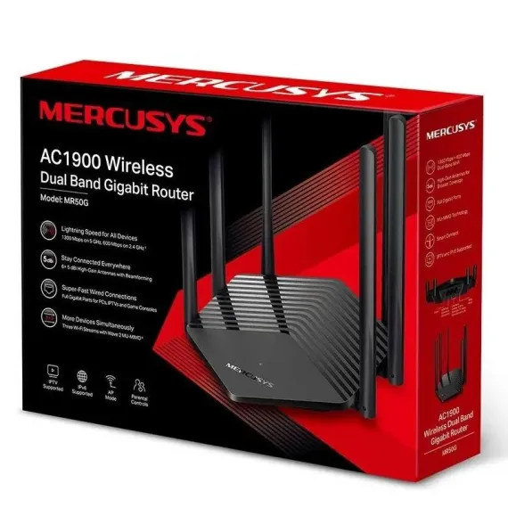 БЕСПРОВОДНОЙ МАРШРУТИЗАТОР MERCUSYS MR50G, ЧЁРНЫЙ